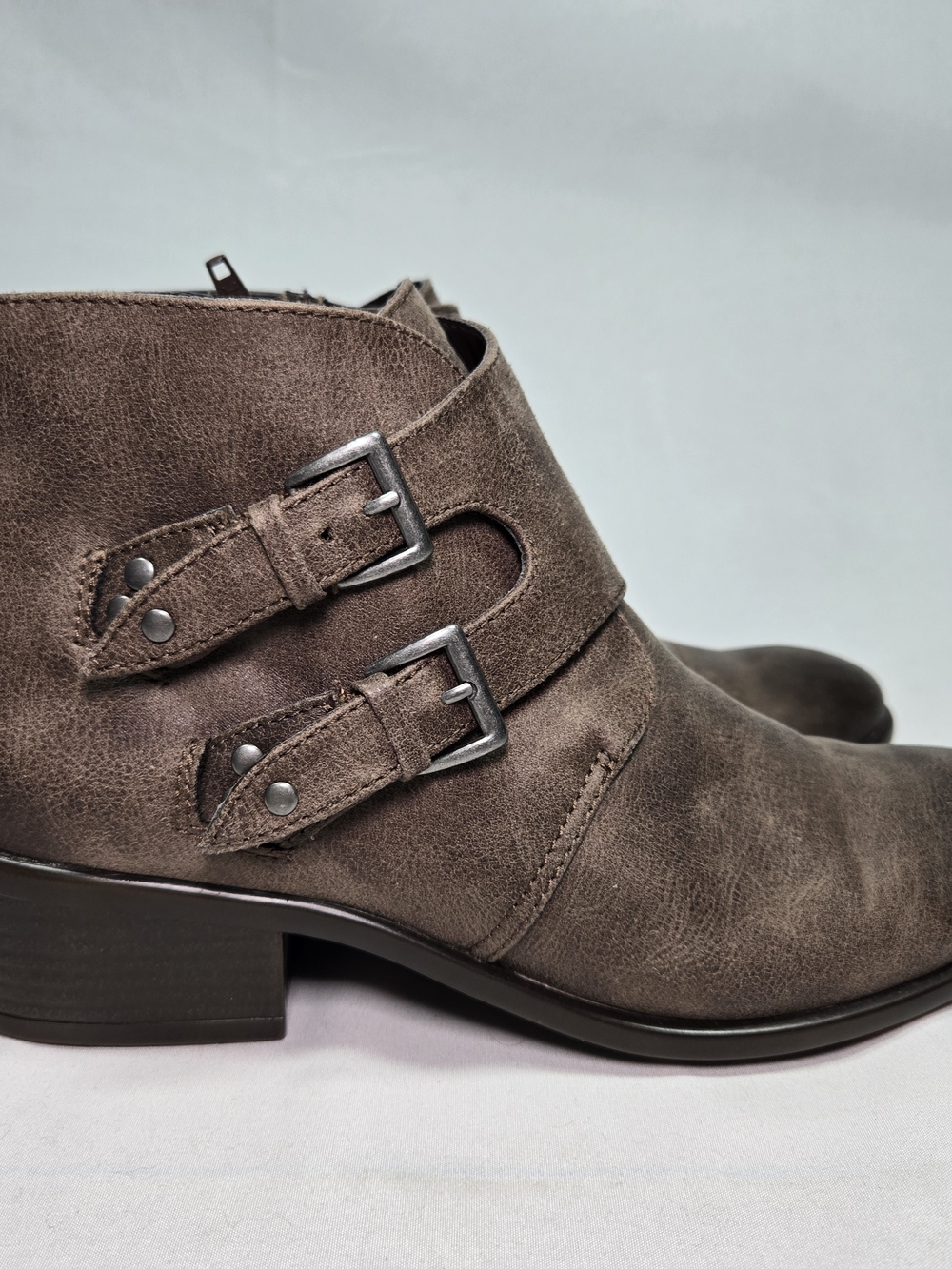 Aerosoles Urban Myth Brown Ankle Boot Moto Buckles Womens 8 Biker